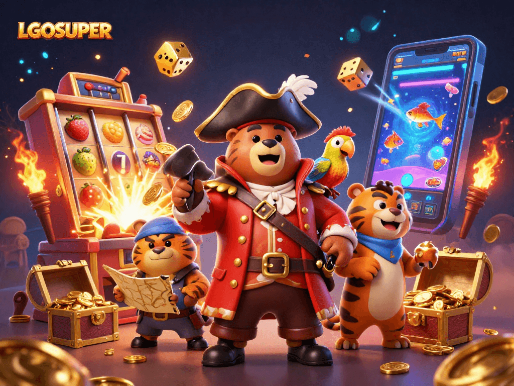 Experience thrilling gameplay with LGOSUPER: dynamic fish shooting action, vibrant characters, and jackpot excitement!