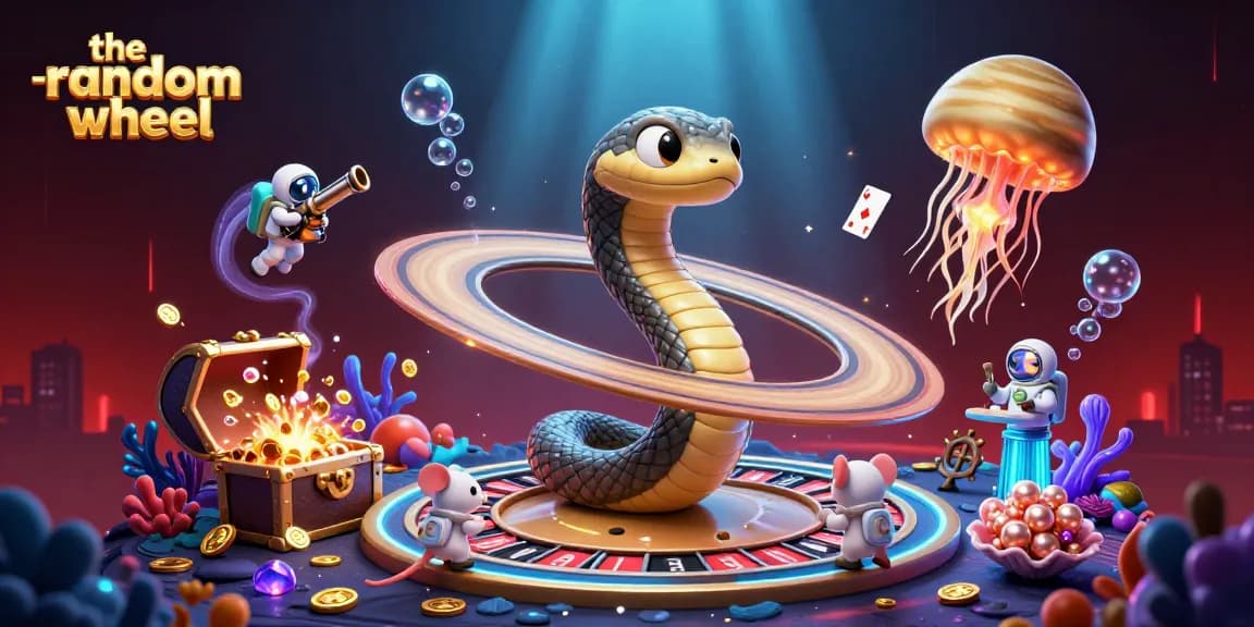 Experience the excitement of the-random-wheel as astronaut mice place bets on a cosmic roulette scene.