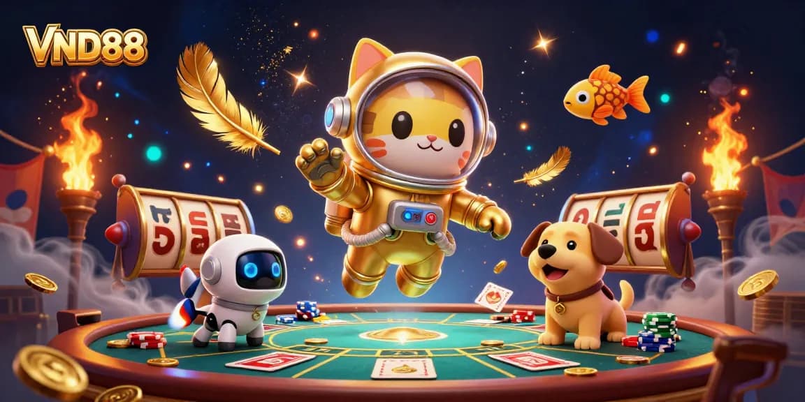 Spin the reels and win big at VND88 with a fun cosmic twist in this vibrant gaming scene.