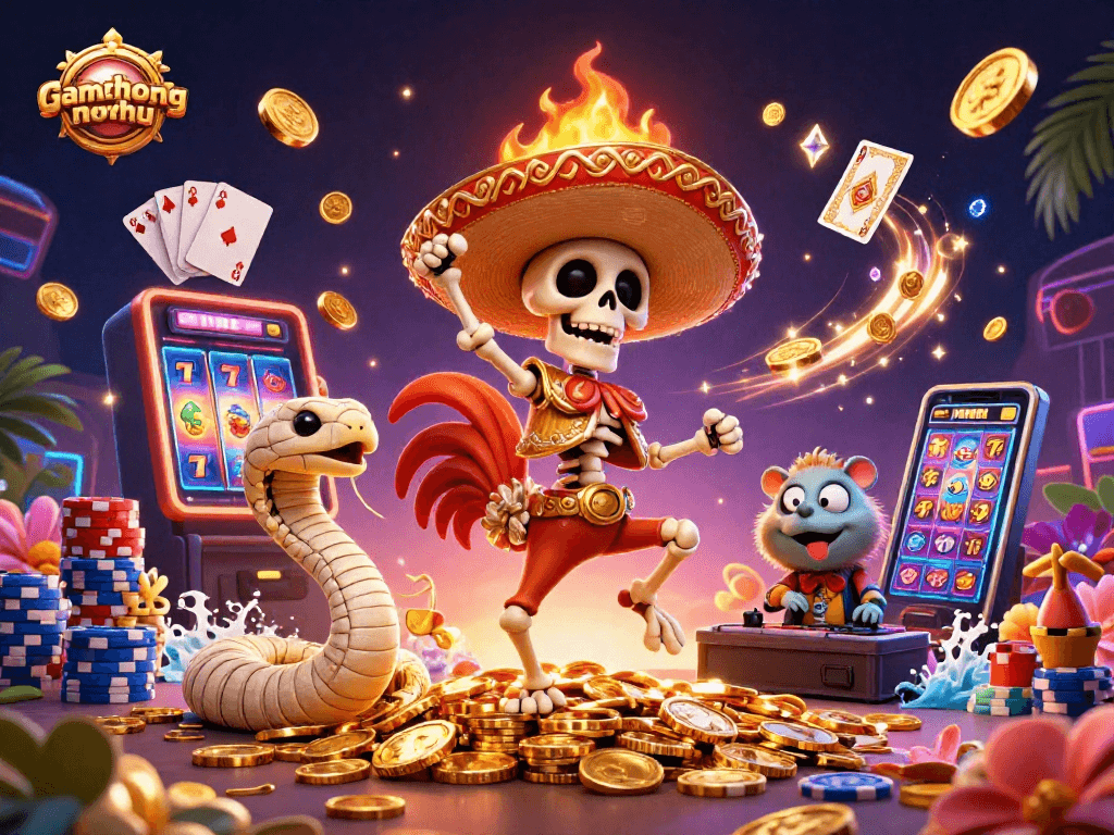 Experience thrilling games at gamethuongnohu with vibrant characters celebrating wins in a dazzling casino setting.
