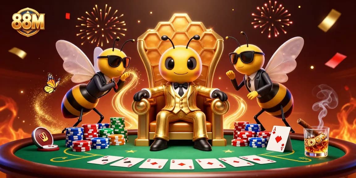 Join the boss of 88M gambling in a dazzling poker showdown filled with colorful chips and excitement.