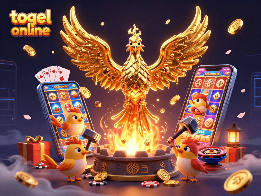 Experience thrilling togel online gameplay with vibrant casino elements and golden phoenix imagery.
