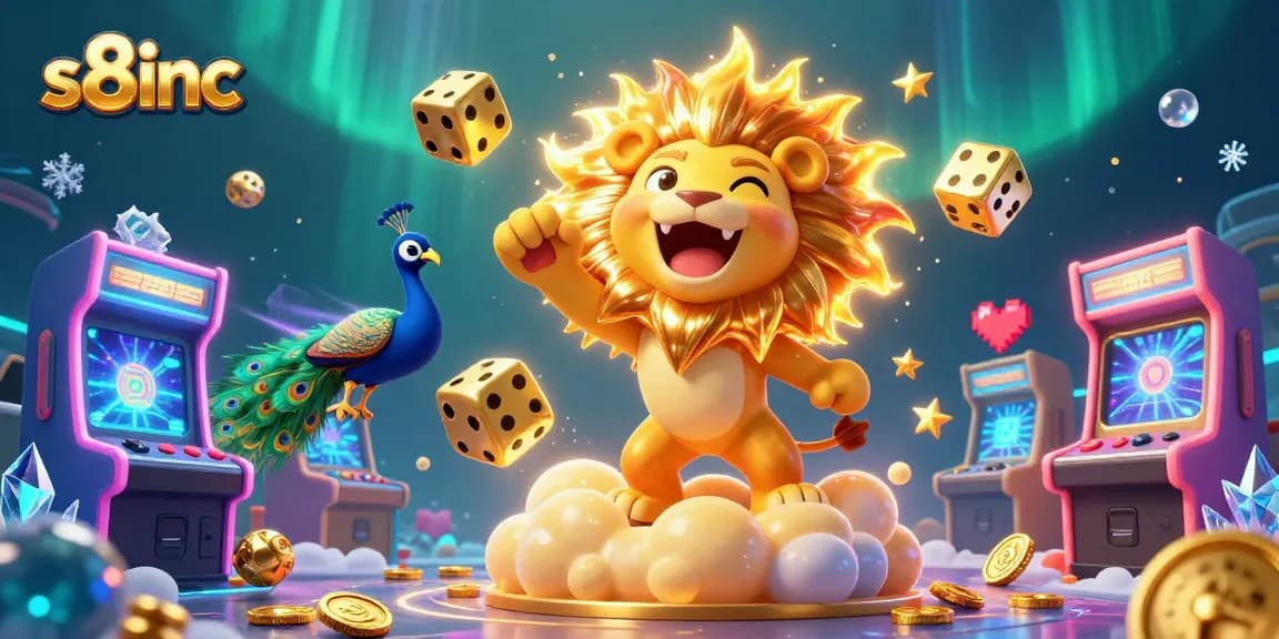 S8inc showcases an engaging casino scene with vibrant 3D gaming elements and characters, perfect for online gamblers.