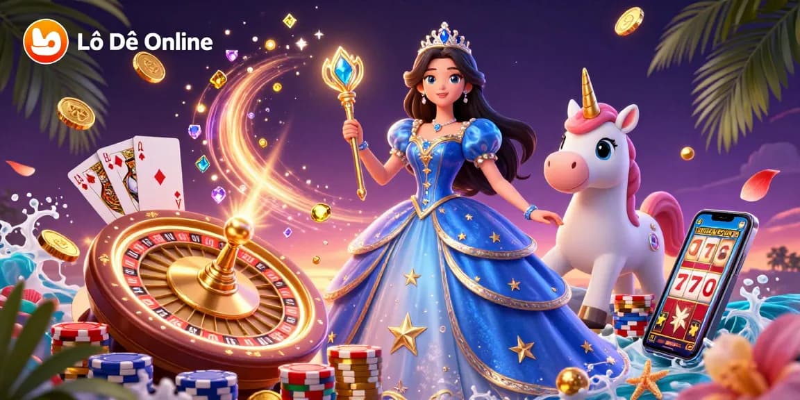 Lô Đề Online engaging with riches of cascading coins and magical casino elements for an exhilarating betting experience.