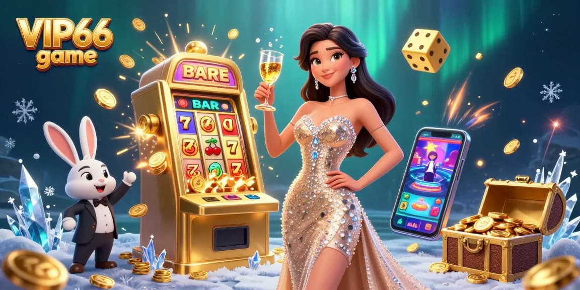 Experience the excitement of VIP66 game with our stunning jackpot, golden dice, and enchanting atmosphere.