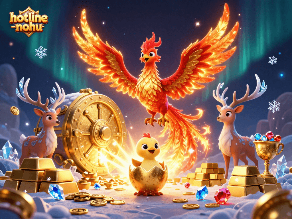Engage in thrilling gameplay at hotline-nohu featuring a majestic fire phoenix scene of action and adventure.