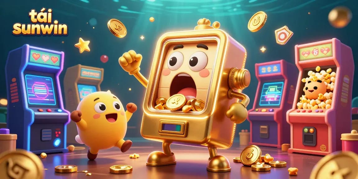 Spin the jackpot of tải sunwin with a golden slot machine celebrating wins amidst a vibrant casino atmosphere.