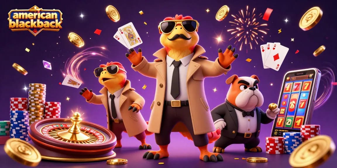 Engage with american-blackjack strategy as raptors in disguise enter a vibrant casino scene.