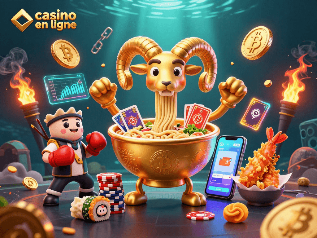 Jouez au casino en ligne avec des personnages amusants et des éléments dynamiques comme des pièces de crypto-monnaie.