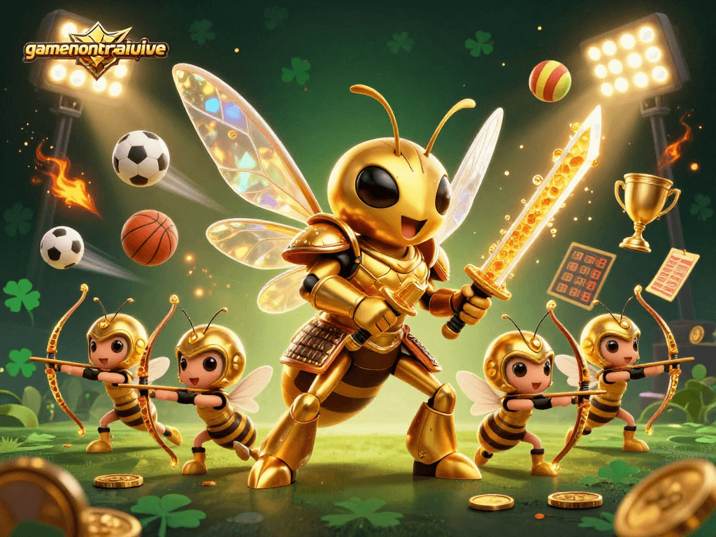 Engage with gamenongtraivuive through a vibrant 3D illustration showcasing dynamic sports betting action.