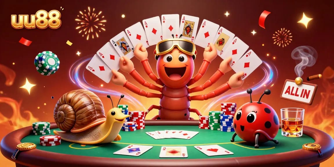 Experience the excitement at uu88 with a vibrant casino scene featuring a lively dealer and high-roller moments.
