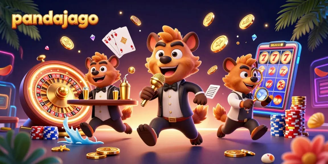 Mainkan pandajago dengan mesin slot keberuntungan dalam suasana kasino yang ramai dan ceria.