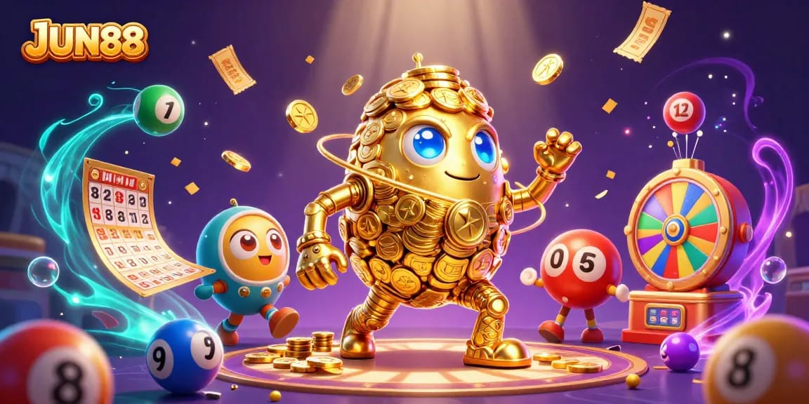 Experience the thrill of betting with JUN88's vibrant casino and lottery elements.