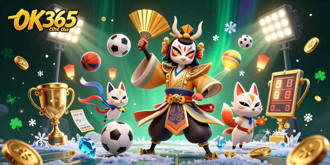 Bet on thrilling games with the OK365 chính thức, featuring a vibrant 3D casino scene.