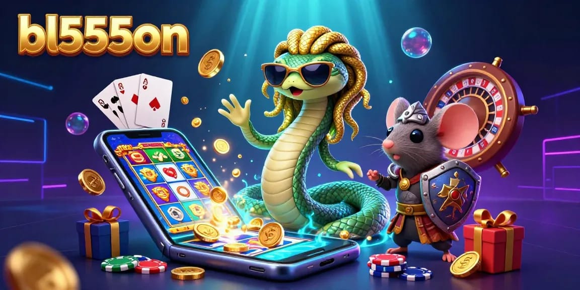 Spin the reels and win big at bl555on with dynamic gaming elements and a colorful scene.