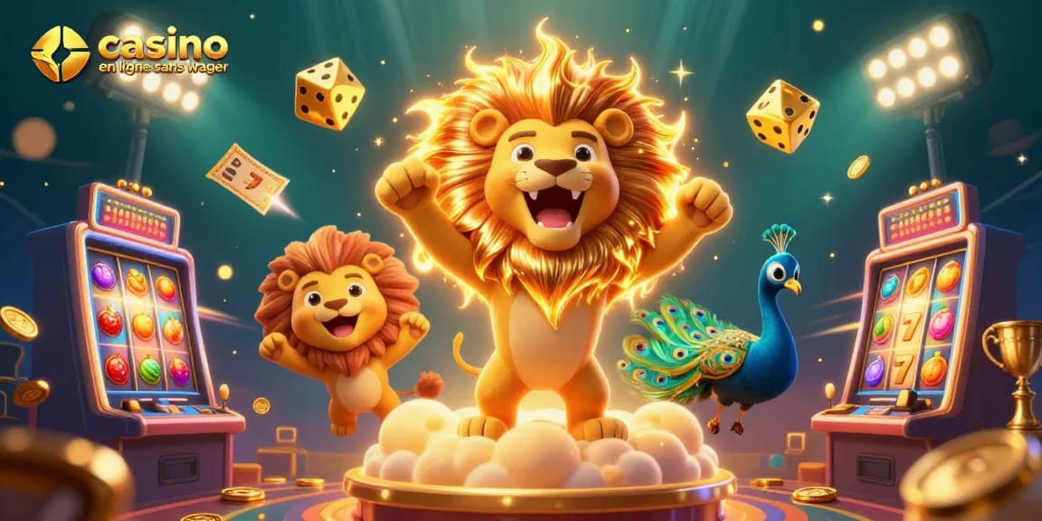 Évaluez le casino en ligne sans wager avec cette illustration colorée et dynamique.