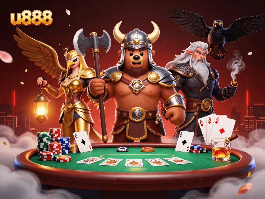 Experience thrilling gameplay at u888 with vivid 3D characters and casino elements alive in an immersive scene.