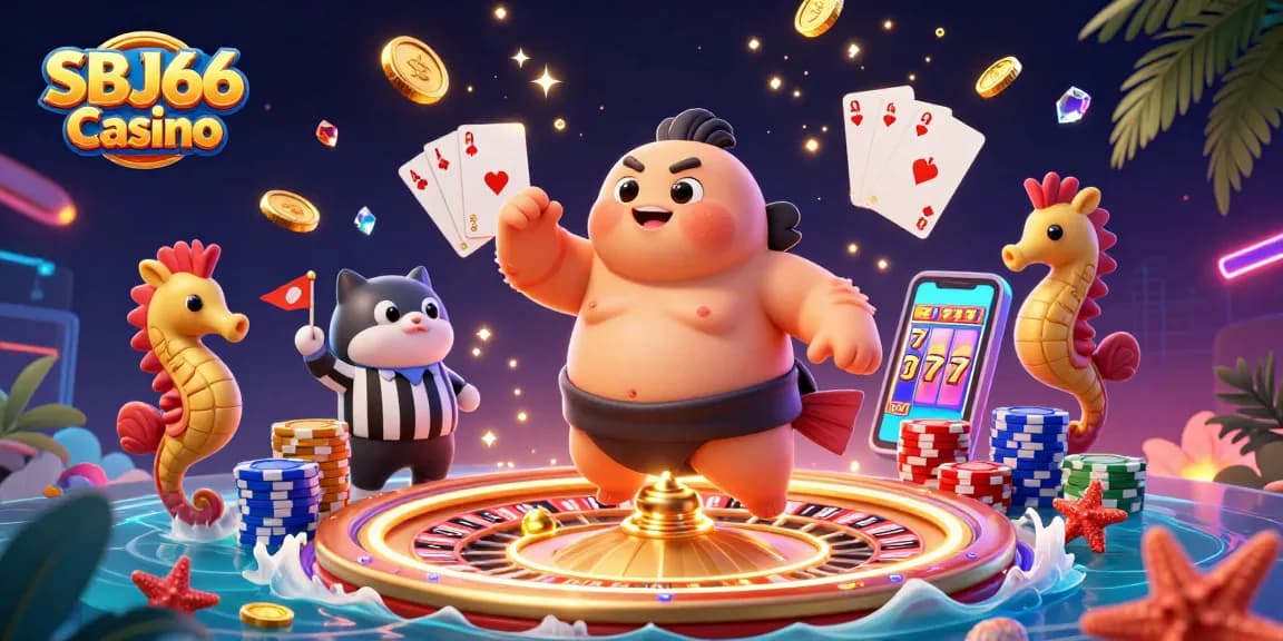Experience thrilling gaming action at SBJ66 Casino with a vibrant underwater casino scene.