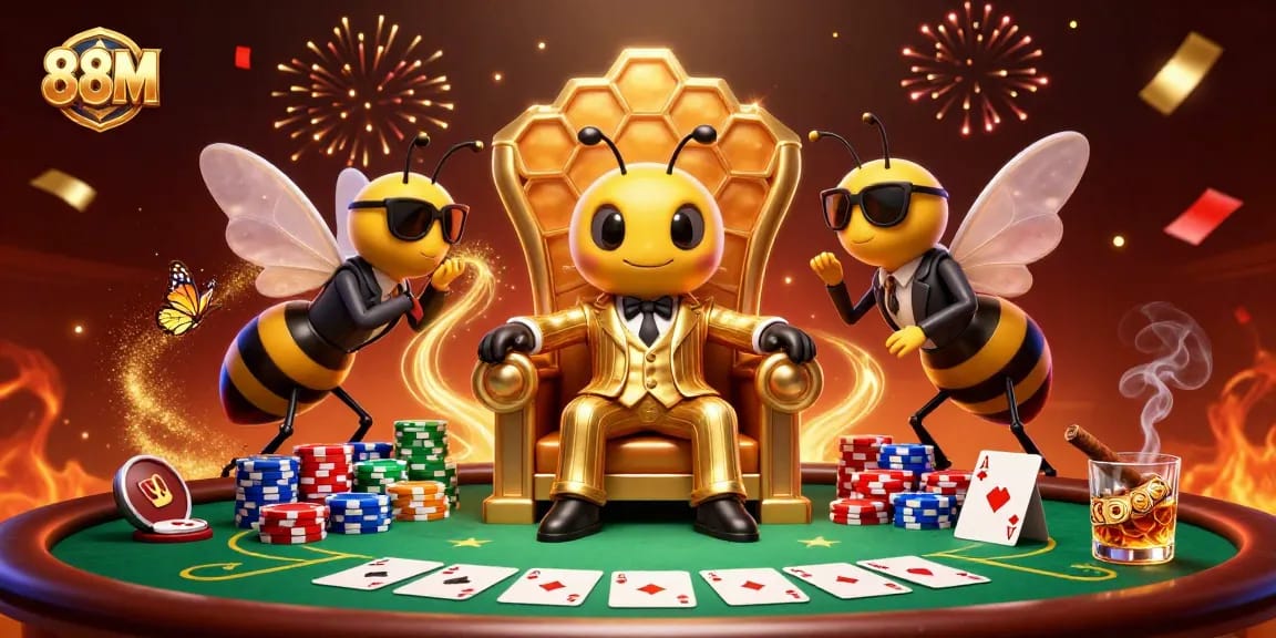 Join the boss of 88M gambling in a dazzling poker showdown filled with colorful chips and excitement.