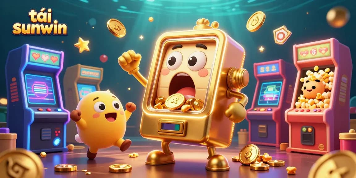 Spin the jackpot of tải sunwin with a golden slot machine celebrating wins amidst a vibrant casino atmosphere.