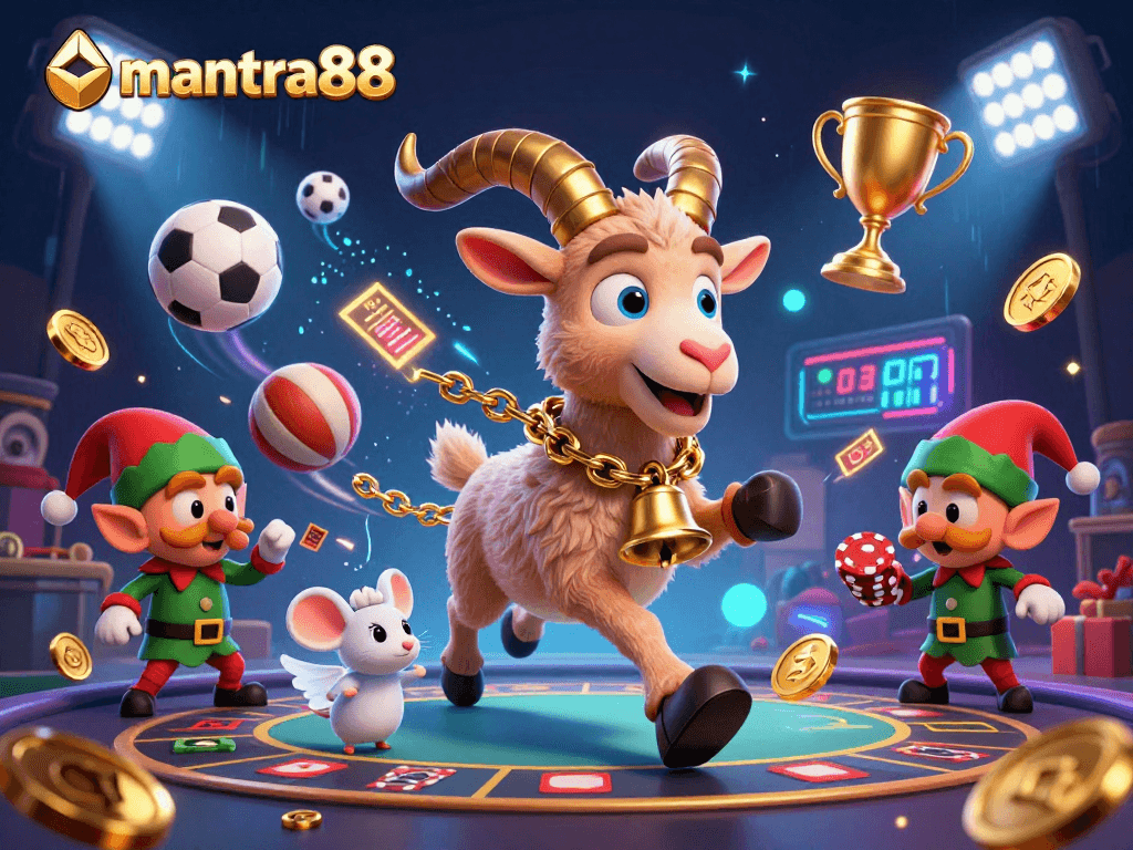 Engage with mantra88 casino: festive Krampus and mischievous elves in vibrant 3D environment.