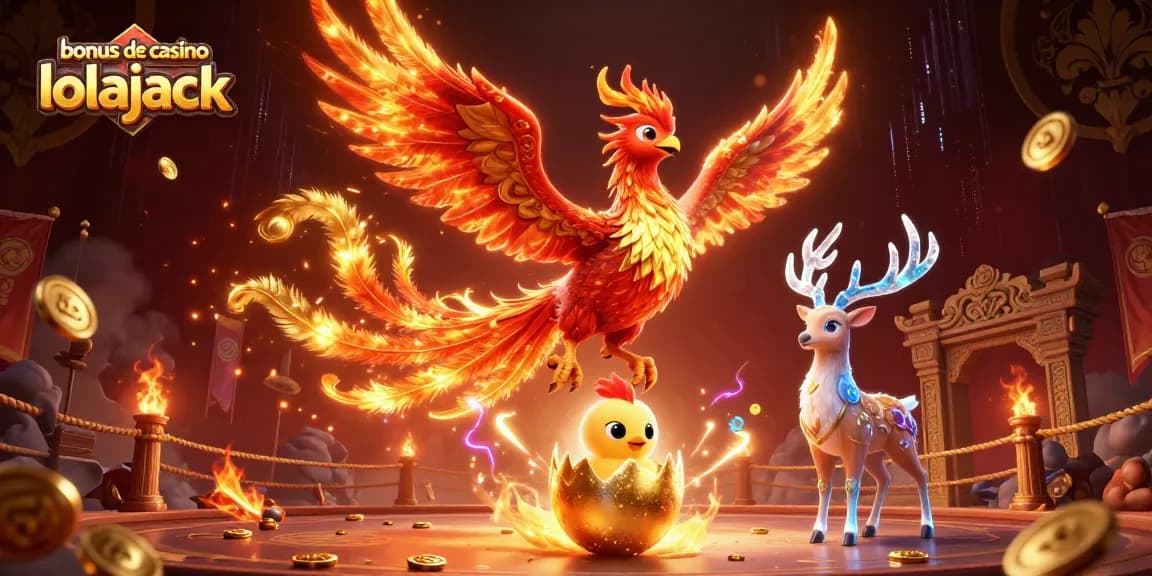 Experience the thrill of the bonus de casino lolajack with dynamic phoenix imagery and vibrant casino elements.