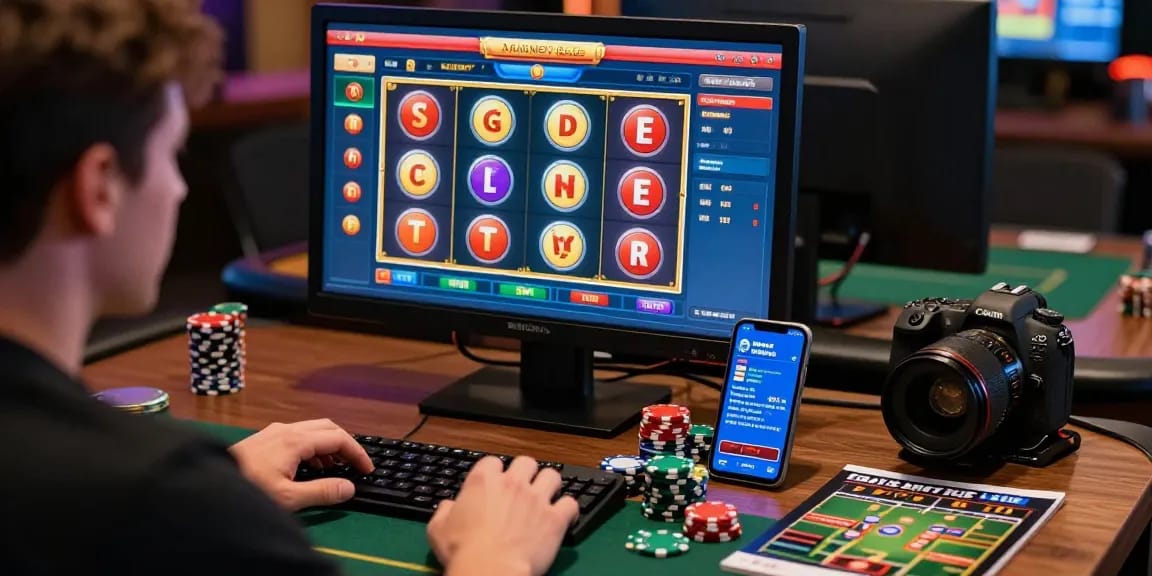 Experience online gaming with https://www.modernrussia.com/mpocash/ showcasing a player enjoying colorful slot games and betting excitement.