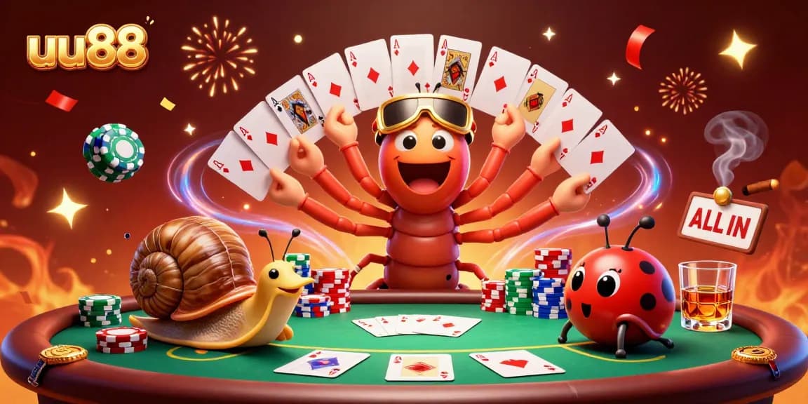 Experience the excitement at uu88 with a vibrant casino scene featuring a lively dealer and high-roller moments.