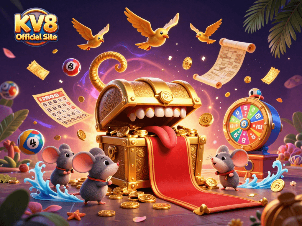 Engage with KV8 Official Site's colorful lottery thrills featuring bouncing balls and vibrant prizes.