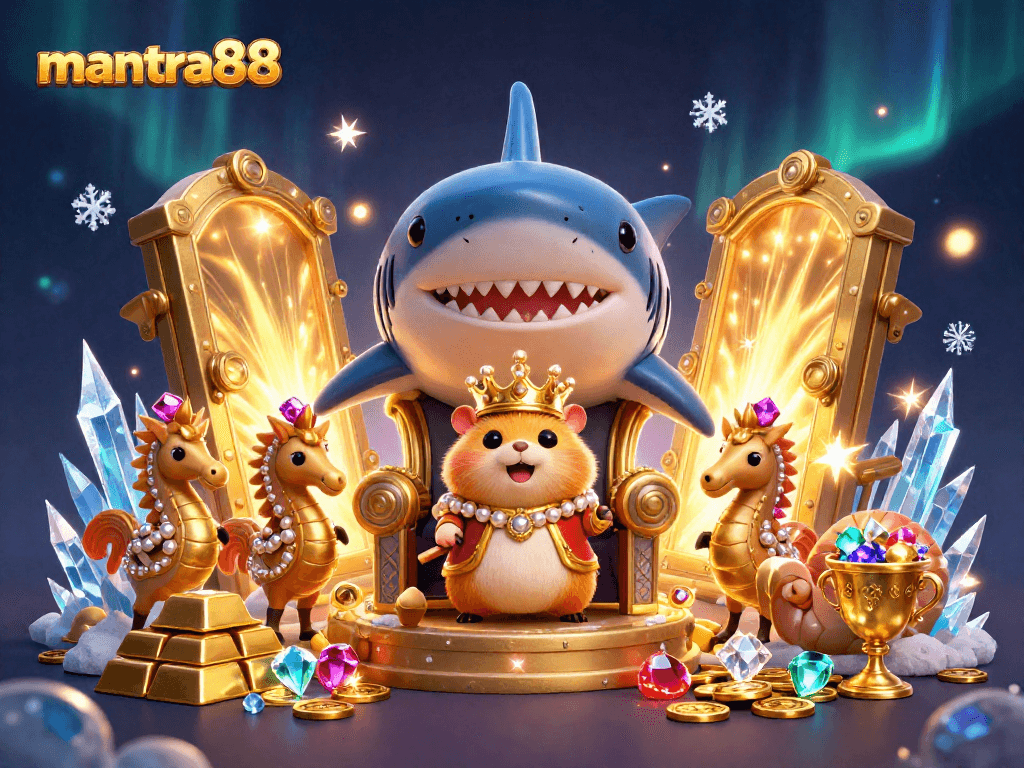 Experience the thrill of mantra88's mobile slots with golden treasures overflowing in a vibrant 3D scene.