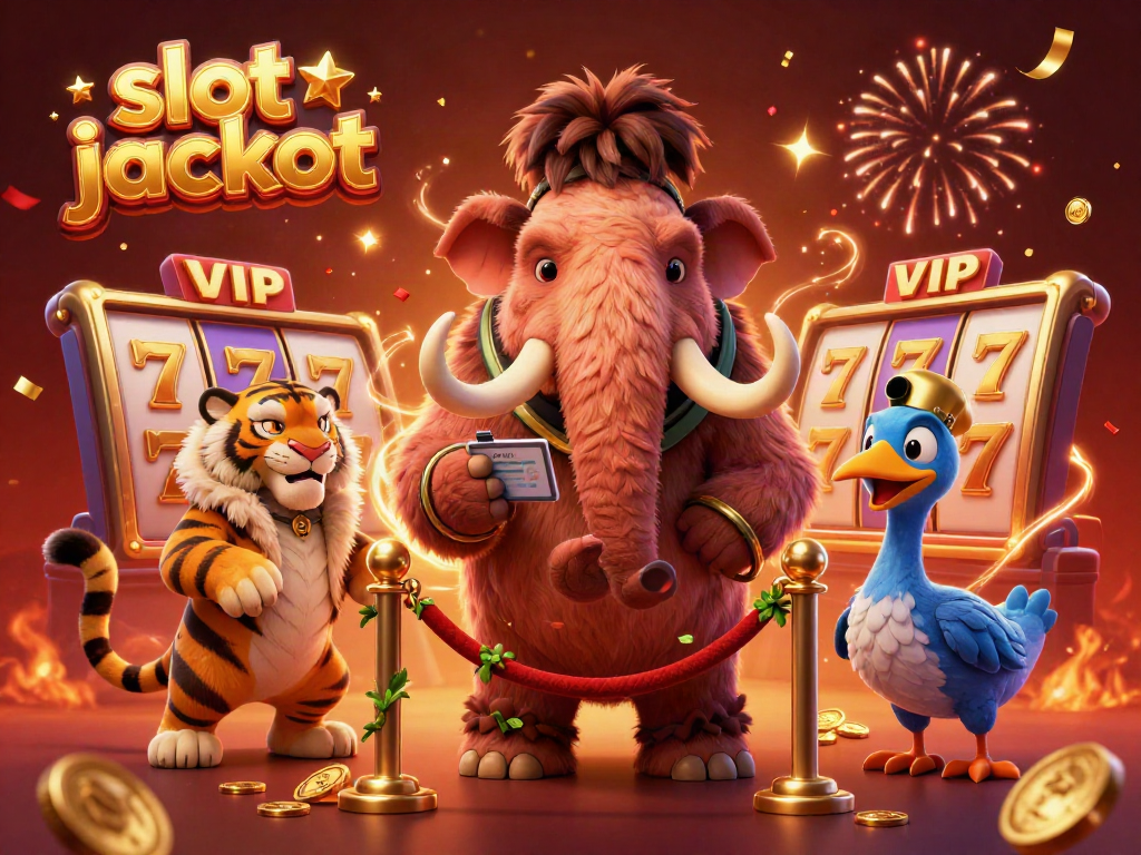 Experience massive slot jackpot wins with vibrant characters and dynamic casino elements in a lively 3D illustration.