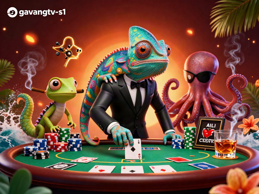 Witness the thrilling action of gavangtv-s1's sports betting scene featuring a chameleon secret agent, tech-gecko, and villainous octopus.