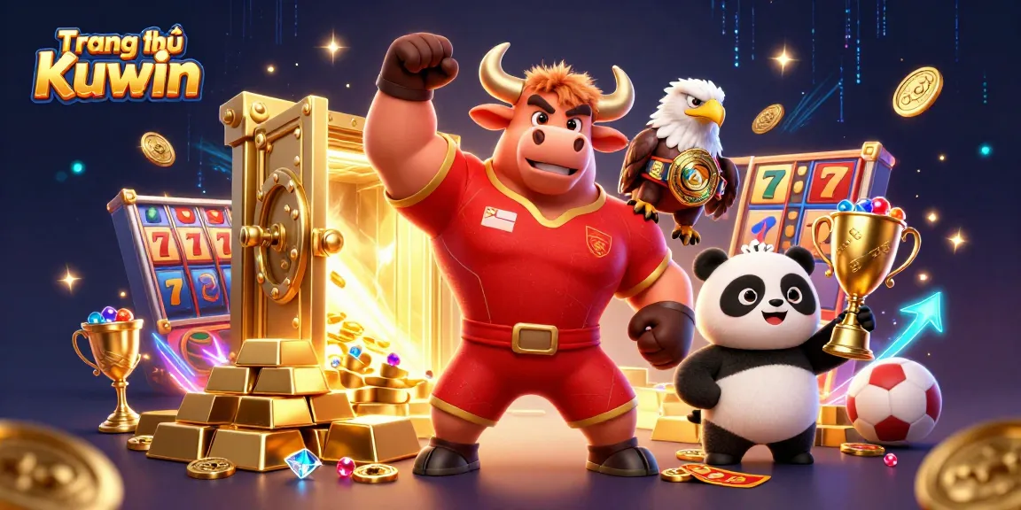 Experience Trang chủ Kuwin's exciting wins with vibrant gaming mascots celebrating together