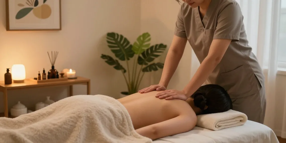 Professional therapist delivering 도봉구출장마사지 in a calming home environment, showcasing wellness and relaxation.
