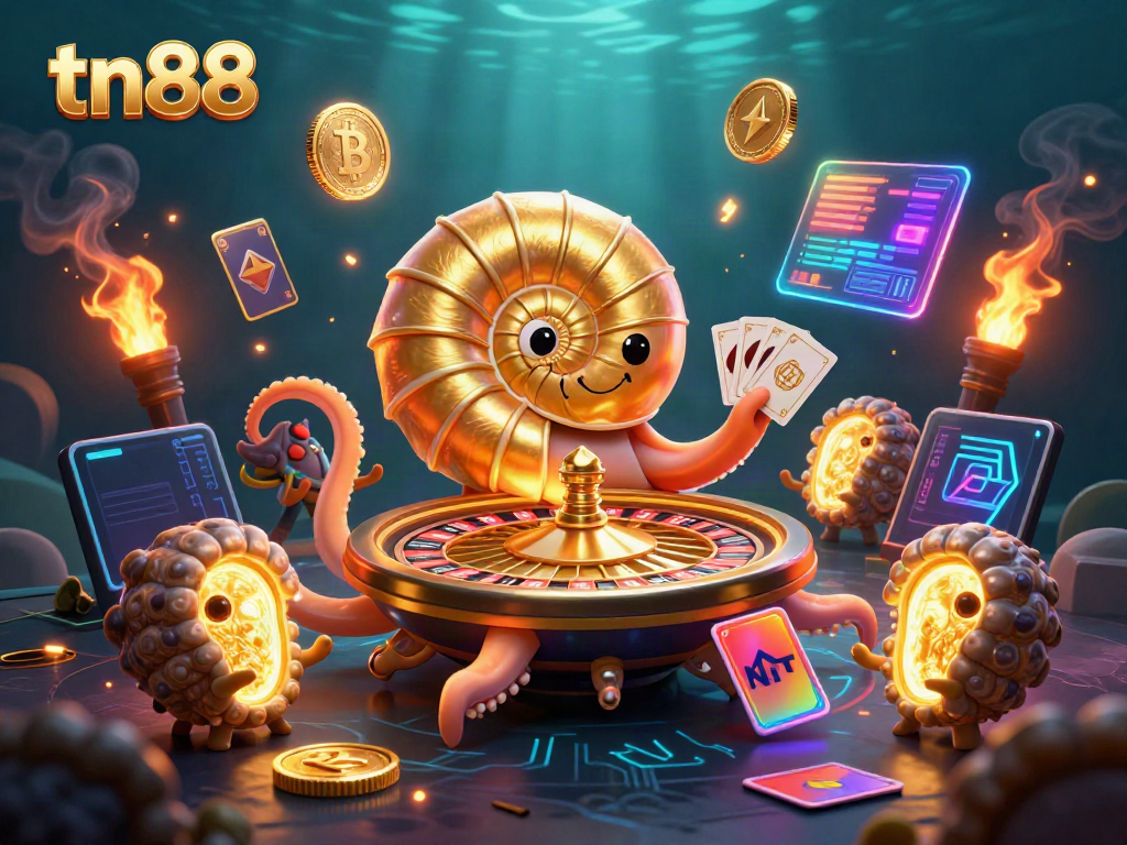 Experience thrilling casino adventures with tn88 in an enchanting 3D illustration featuring vibrant gaming elements.