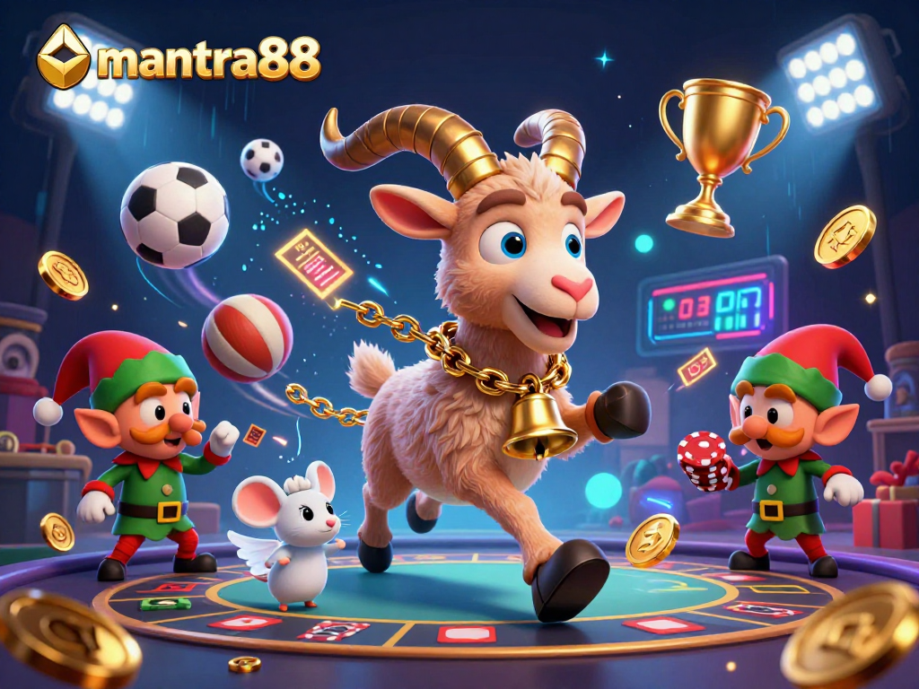 Engage with mantra88 casino: festive Krampus and mischievous elves in vibrant 3D environment.