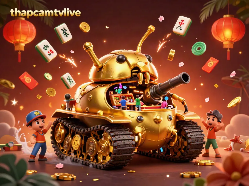 Experience the thrill of thapcamtvlive with a vibrant casino scene inside a golden beetle tank.