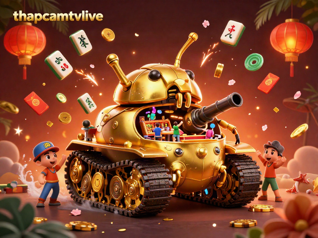 Experience the thrill of thapcamtvlive with a vibrant casino scene inside a golden beetle tank.