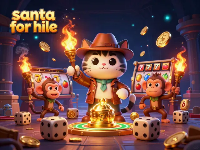 Engage with the festive theme of santa for hire featuring a dynamic casino adventure with cartoon characters.