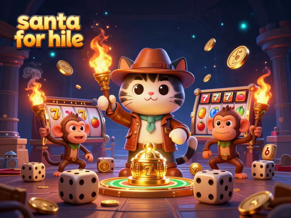 Engage with the festive theme of santa for hire featuring a dynamic casino adventure with cartoon characters.