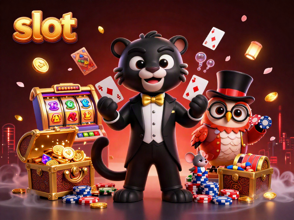 Spin the slots with stylish cartoon characters in a vibrant casino scene showcasing excitement and winning