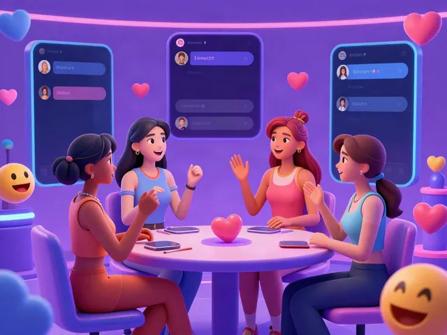 Engaging scene of AI avatars in an immersive ai sex chat environment, showcasing futuristic technology and vibrant interactions.