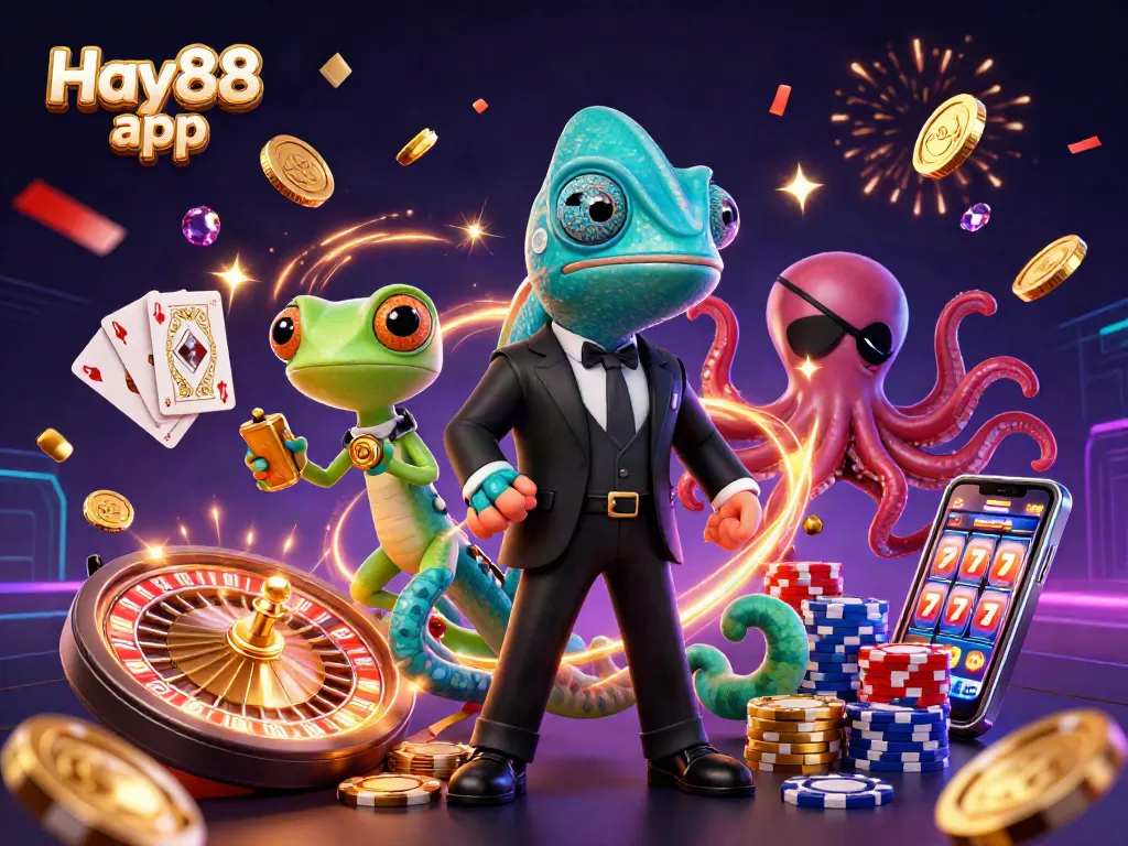 Experience the thrill of gameplay with the Hay88 app featuring exciting gaming elements and vibrant characters.