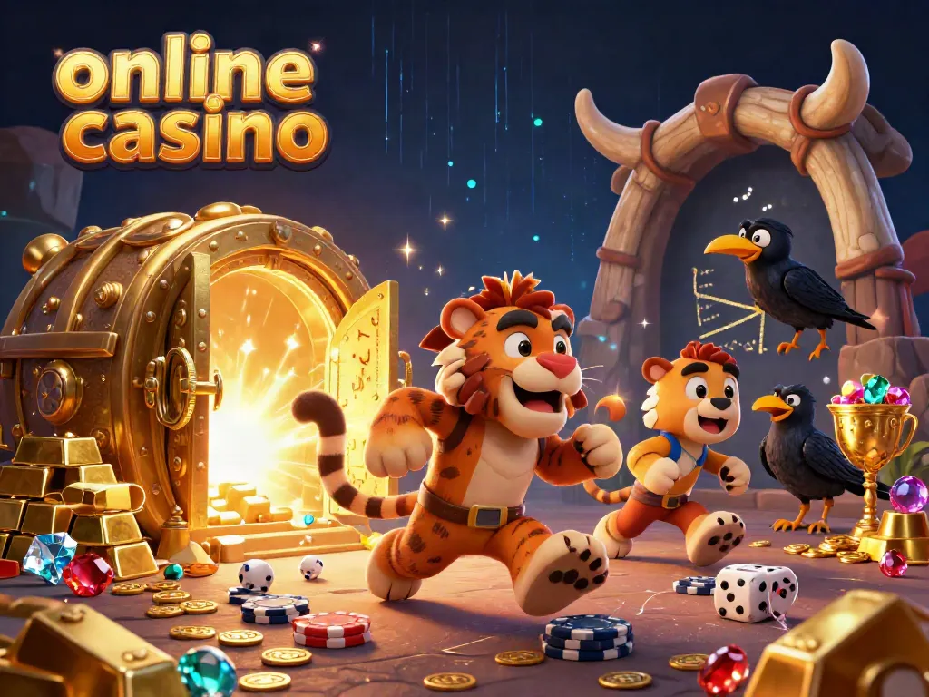 Experience the vibrant excitement of online casino gaming with our cartoon characters in a prehistoric setting.