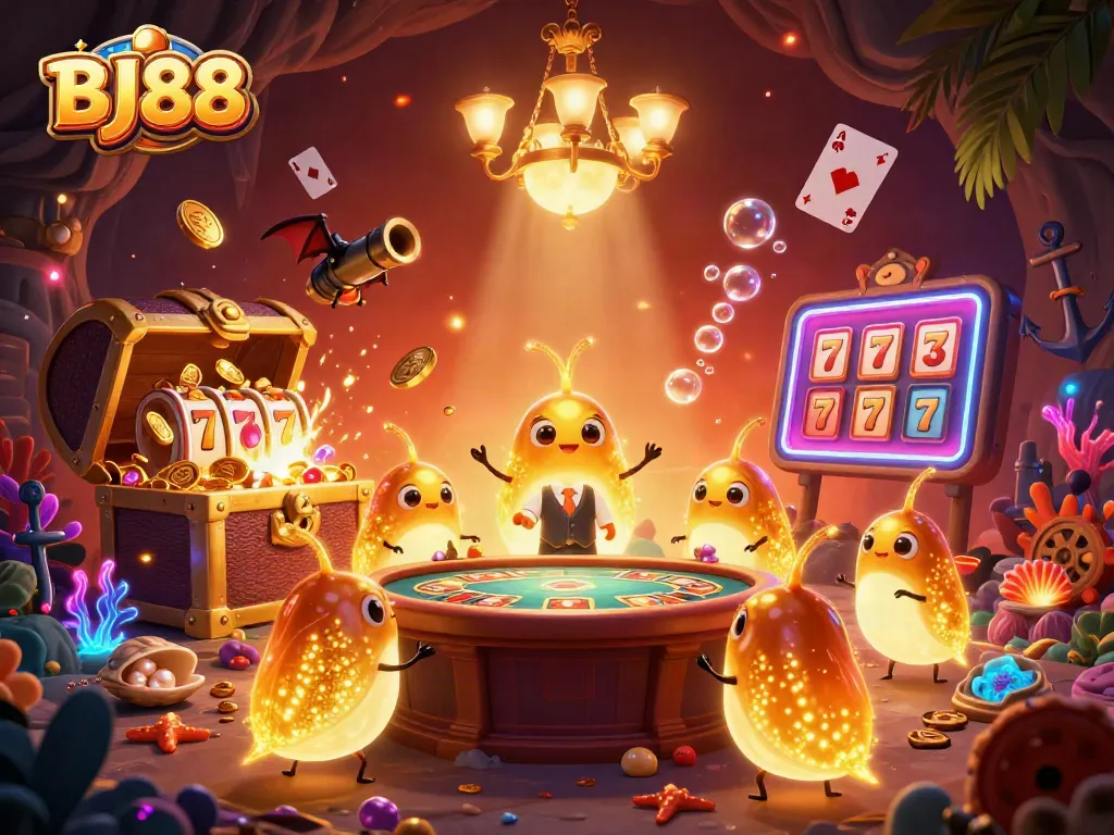 Experience thrilling gameplay with BJ88 in a vibrant 3D casino scene filled with dynamic elements.