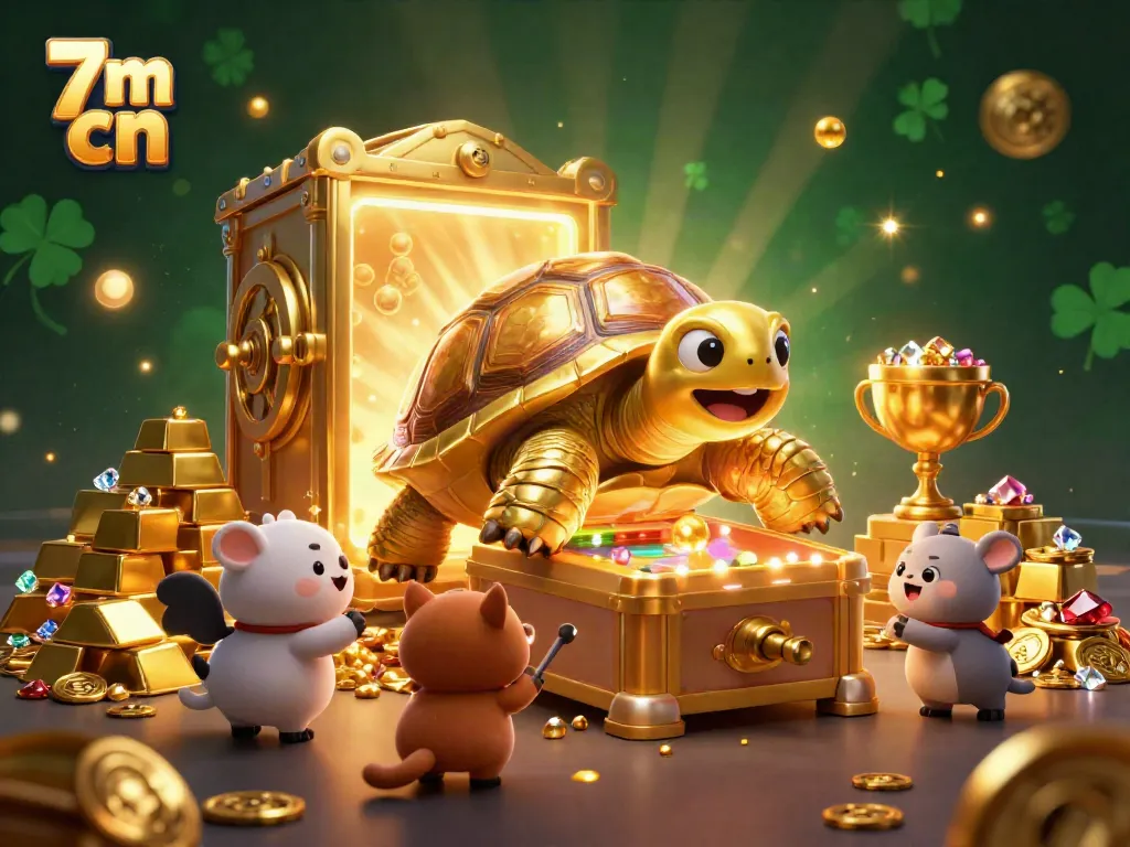 Watch the vibrant 7m cn scene with a colossal golden tortoise and treasures for exciting gameplay.