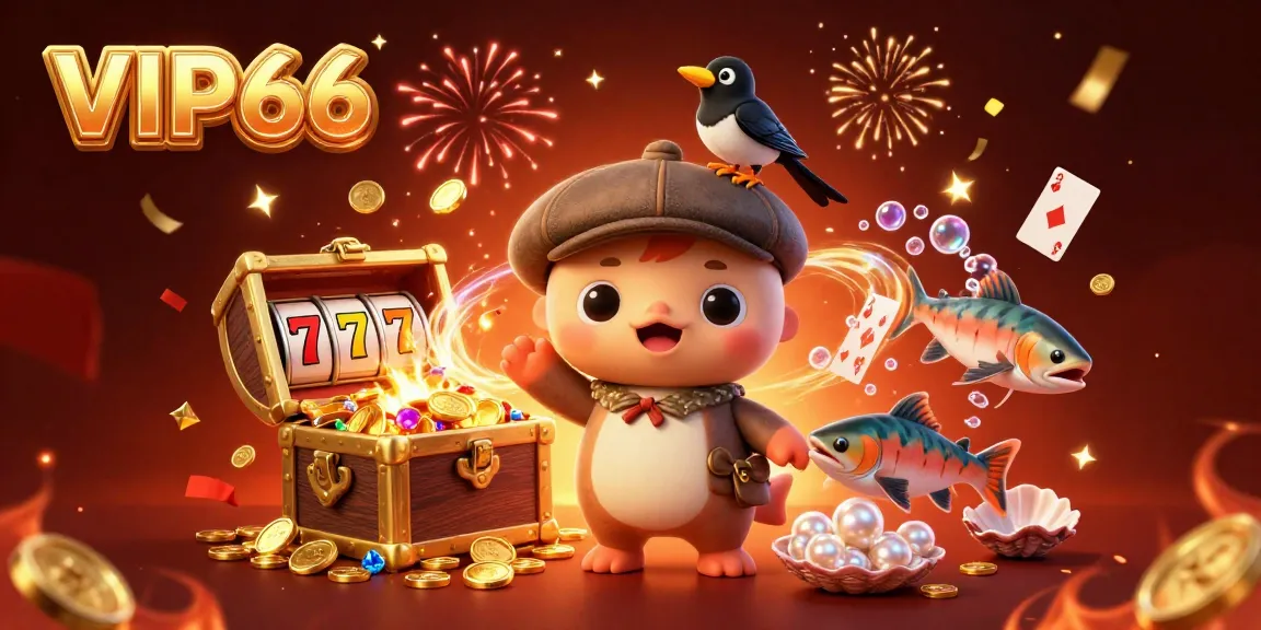 Experience the thrill of winning at VIP66 with vibrant characters and dynamic casino elements.