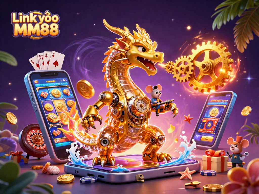 Spin to win with Link vào MM88 as colorful slot games burst with gold coins and excitement.
