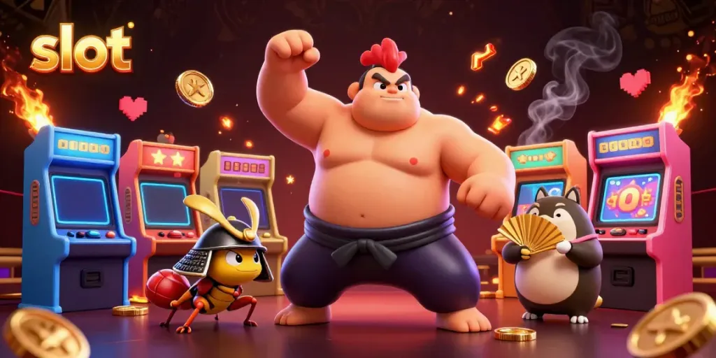 Experience the excitement of slot gaming with our vibrant 3D casino illustration showcasing thrilling characters.