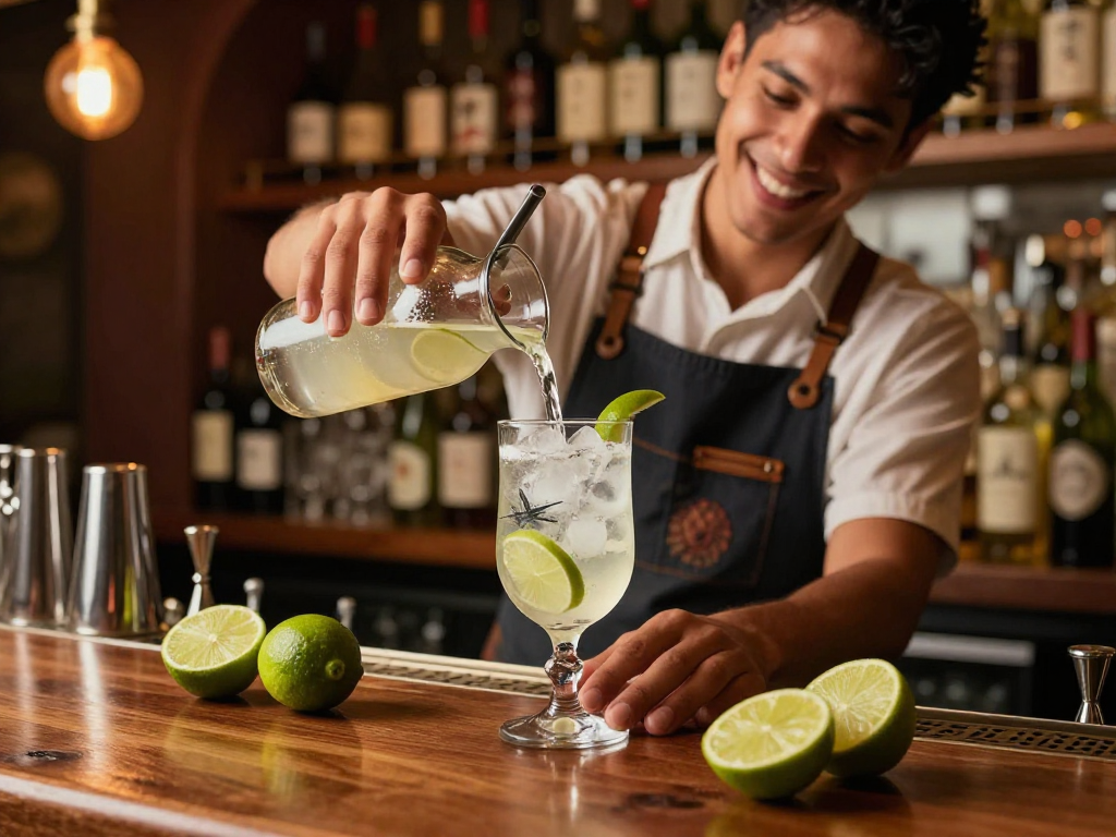 Discover the best chuflay cocktail near me being crafted at a cozy bar.